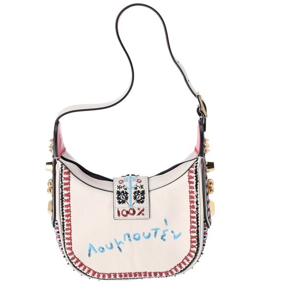 Christian Louboutin Carasky Mini Shoulder Bag 3225075 Cream Red Multi Leather - Picture 3 of 8